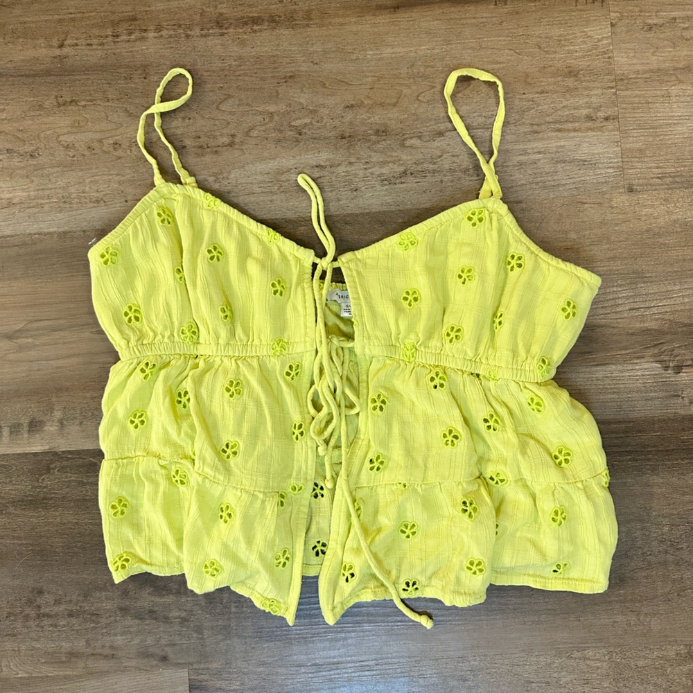 Green Eyelet Crop Top